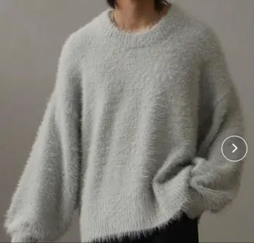 리치 샤기 패브릭 오버 사이즈 숏 니트