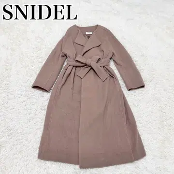 SNIDEL 캐시미어 혼방 리버 코트 롱 코트 허리 벨트 울