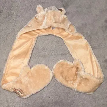 디즈니 리조트 팬캡 푸우 귀 포함 장갑 머플러 모자 후드