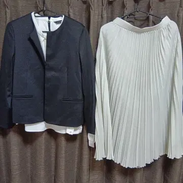 졸업식 입학 유치원 입학 블랙 자켓 화이트 블라우스 플리츠 스커트 세트