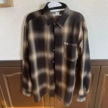 Caltop 긴팔 셔츠 S 브라운 계열 체크
