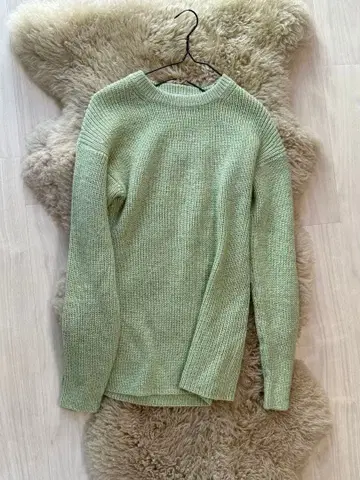 SLOVE IENA 그린 리브 긴팔 스웨터 반짝이 혼방 프리