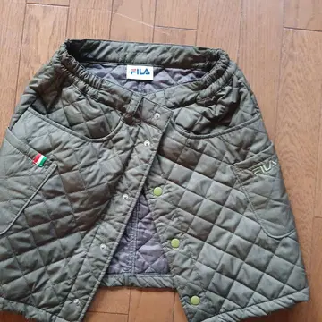 FILA 퀼팅 스커트, 따뜻함. 올리브 그린, 미사용품