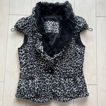 이타리야 레오파드 레오파드 무늬 레이스 충전솜 베스트 반팔 9