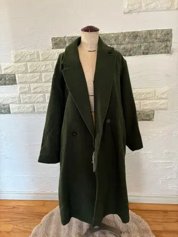 MOUSSY 카키 더블 버튼 롱 코트