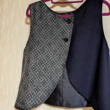 오시마 명주 리메이크 기하학 패턴과 네이비 원단 베스트