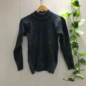 [ Chic Porfum ] 긴팔 니트 하이넥 리브 디자인 그레이