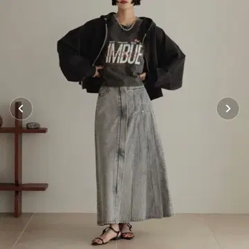 로리즈팜 플리츠 데님 스커트 그레이