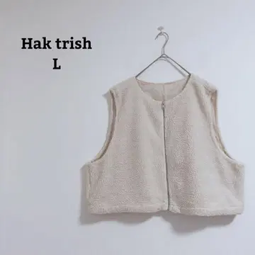 Hok trish 베스트 보아 풀 집업 와이드 숏 기장 레이어드 L