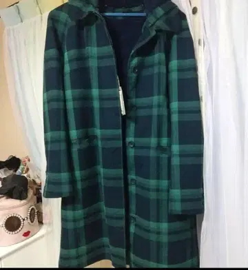 밀리온#그린 체크 푸드코트 택 포함 새상품