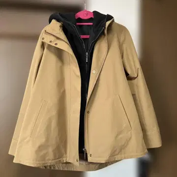 새상품 플리스 후드 베스트 베이지 자켓 세트 M