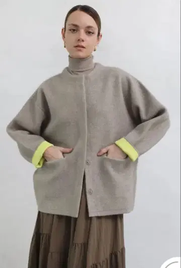 아가 Aga 바이컬러 코쿤 니트 가디건