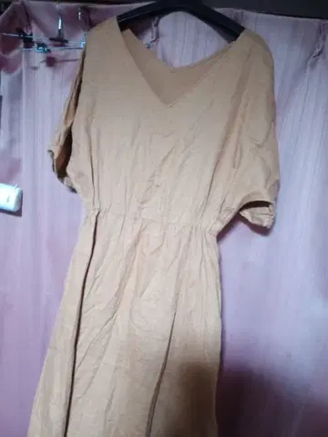 Ray beams 린넨헴프 100 소재 베이지 라이너 있음 반팔 원피스