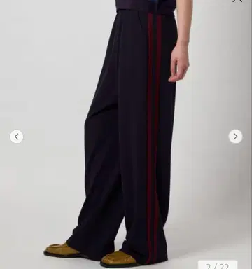 새상품 6(ROKU) 라인 팬츠 네이비