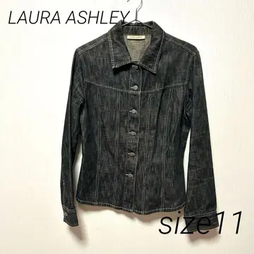 로라 애슐리 데님 자켓 블랙 버튼