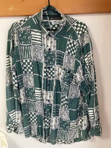 H L 아쉬엘 알로하 셔츠 긴팔 그린 M 레이온 100%