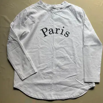 yonfa 화이트 긴팔 T셔츠 Paris 프린트