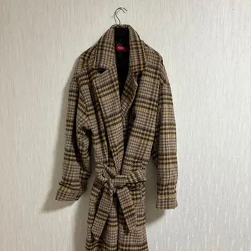 ADMIX 체스터 코트 코트 체크 롱 기장 브라운