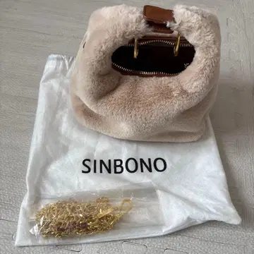 SINBONO 베이지 퍼 숄더백