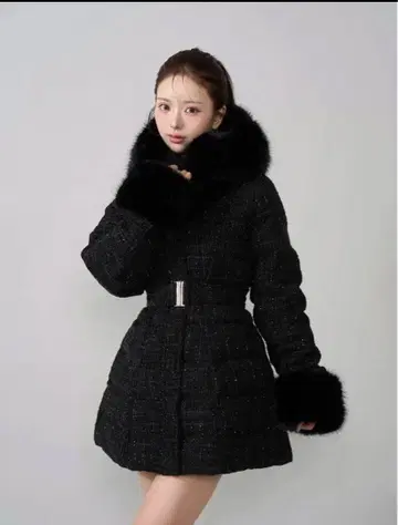 다리치 레이디 미디 트위드 다운 코트 S 사이즈