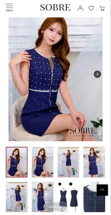 [ 새상품 ] 비쥬 레이스 원피스 네이비 M 사이즈