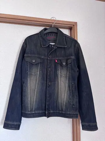 EDWIN 가죽 절개 데님 자켓