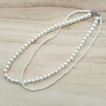 펄 목걸이 투체인 B 심플 결혼식 포멀 졸업식 입학식