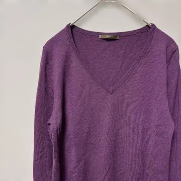 샹브르 드 샴 V넥 니트 (M 상당) 퍼플 하이 게이지 스웨터