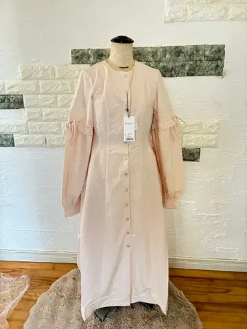 L 사이즈 핑크 롱 원피스 긴팔