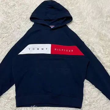새상품급 TOMMY HILFIGER 후디 후드티 빅 로고 네이비