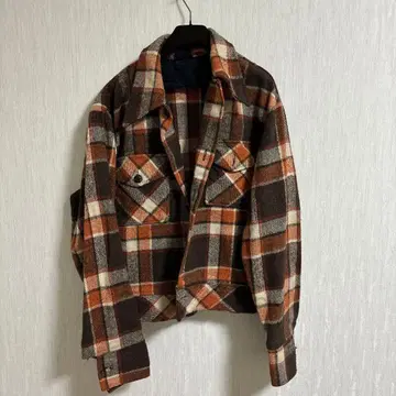 sears hands off 짧은 체크 자켓 오렌지