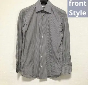 에디피스 블랙 스트라이프 패턴 남성용 긴팔 와이셔츠 화이트 38