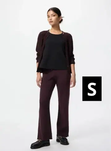 새상품 택 포함 유니클로 워셔블 니트 리브 팬츠 와인 S 사이즈