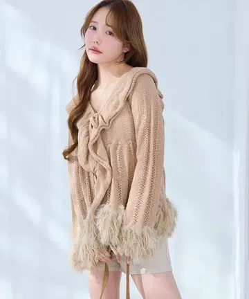 NICE CLAUP 프린지 니트 가디건