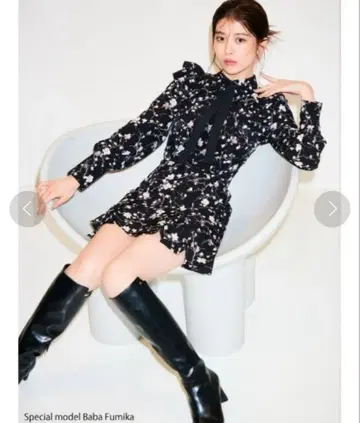 SNIDELSustainable 프린트 프릴 미니 원피스 사이즈 0