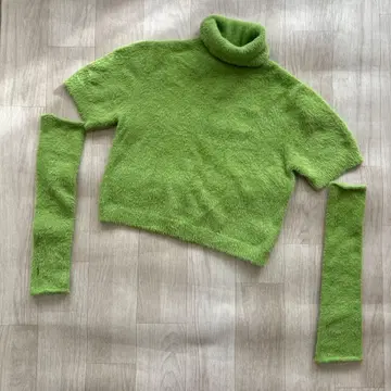 WEGO 상의 스웨터 복슬복슬 터틀넥 스웨터 (그린)
