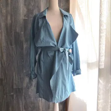 planet blue 새상품급 롱 코트 데님풍 소재 코튼 롱 기장