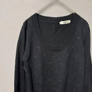 에스페라크 유넥 도트 무늬 니트 (M 상당) 블랙 & 네이비 싸개 단추