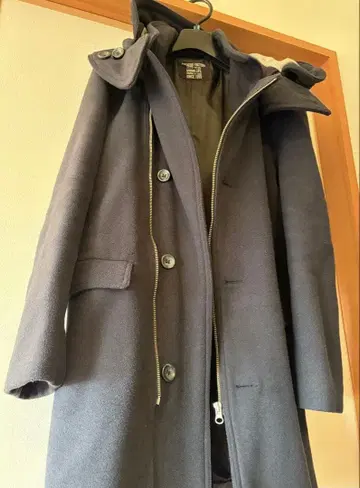 울 코트 다크 네이비~블랙