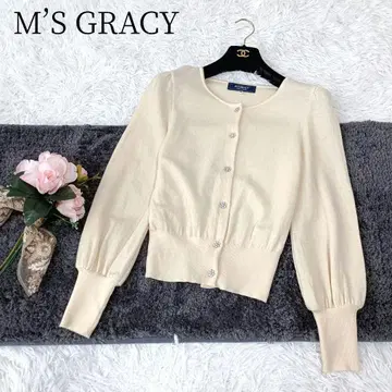 [엠즈 그레이시] [M] 긴팔 가디건 꽃무늬 버튼 펄 겉옷 최근 모델