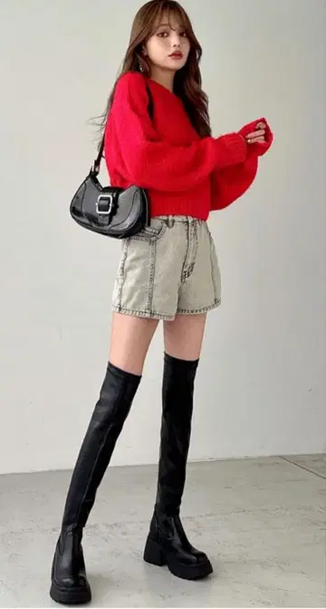 새상품 니하이 부츠 24.0cm 블랙