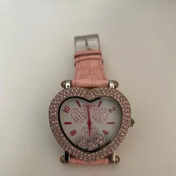 하트 모양 핑크 손목시계 스톤 장식