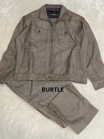 BURTLE 스트라이프 작업옷 상하의 세트 브라운 상(L) 하(M)
