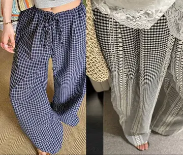 라이크 스트라이프 세미 와이드 팬츠 네이비 블랙 계열 기타