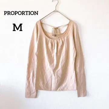 프로포션 긴팔 스웨터 M 베이지 U넥 백리본 254