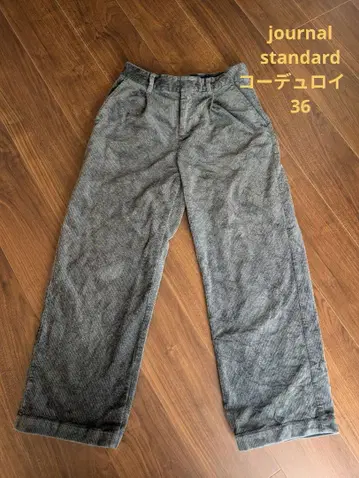 JOURNAL STANDARD 그린 그레이 와이드 코듀로이 팬츠 36