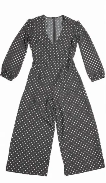 ZARA WOMAN 도트 무늬 V넥 긴팔 올인원