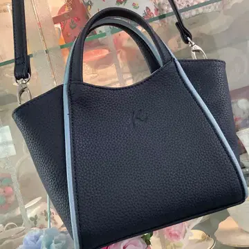 네이비 & 블루 투톤 컬러 가죽 토트백