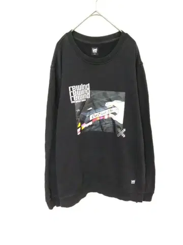 리 Lee 맨투맨 남성용 L 블랙 컬러 전면 프린트 면 100%