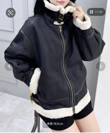 블랙 INGNI 보아 무스탕 블루종 M 사이즈